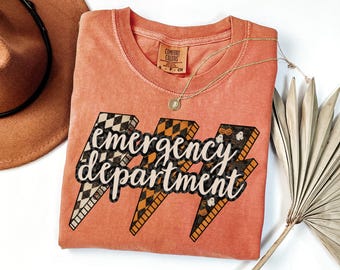 Halloween Er Nurse Shirt Fall Emergency Department Shirts Emergency Department Tech, Checkered ER Tech Tshirt ED Tee ED Nurse Emergency Room