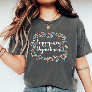Christmas ER Shirt, Christmas Lights ER Nurse Shirt, Er Tech Shirt Emergency Department Shirt ED Tee Emergency Room Gifts Comfort Colors®