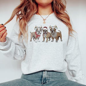 Bulldog Sweatshirt Christmas English Bulldog Crewneck Sweatshirt, Hoodie, Bulldog Mom Sweatshirt, Dog Sweater Christmas Dog Lover Sweatshirt image 5