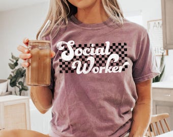 Social Worker Shirt Gift for School Social Worker Shirt For Social Worker Social Work, Checkered, Trendy Tshirt, Comfort Colors T-Shirt Tee