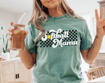 Softball Mama Shirt, Softball Mama Tee, Softball Mama Tshirt Gift for Softball Mom Shirt, Retro Softball Game Day Mom Shirts, Comfort Colors