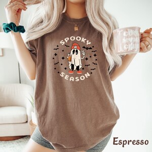 Comfort Colors® Spooky Season Ghost Shirt, Retro Halloween Ghost Shirt, Vintage Ghost Iced Coffee Shirt, Fall Tshirt Ghost Tee for Women Men image 3