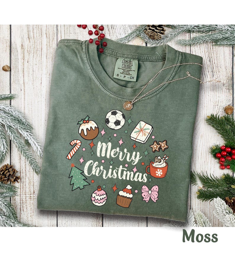 Christmas Soccer Shirt, Soccer Tee, Soccer Tshirt, Soccer Lover Shirt Christmas Gift for Soccer Family Matching Shirt Soccer Comfort Colors® image 2