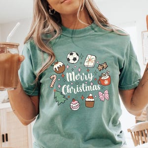 Christmas Soccer Shirt, Soccer Tee, Soccer Tshirt, Soccer Lover Shirt Christmas Gift for Soccer Family Matching Shirt Soccer Comfort Colors® image 1