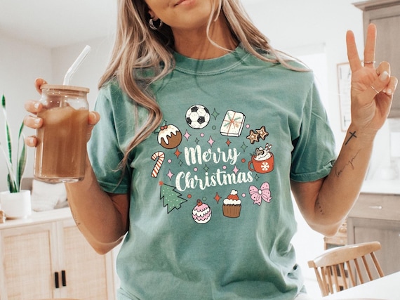 Christmas Soccer Shirt, Soccer Tee, Soccer Tshirt, Soccer Lover Shirt Christmas Gift for Soccer Family Matching Shirt Soccer Comfort Colors®