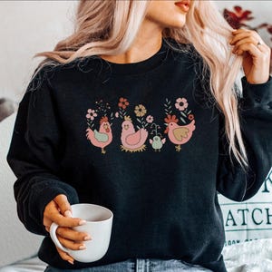 Chicken Sweatshirt, Farm Family Sweatshirt, Farm Lover Sweatshirt, Farm Animal Sweatshirt for Farmer Sweatshirt Chicken Gift Hoodie, Sweater image 1
