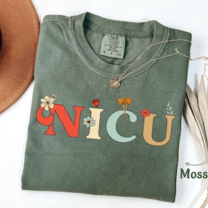 NICU Shirt Gift, NICU Nurse Shirts, Nicu Crew Shirts Floral Nicu Team Shirt, Cute Nicu Crew Tee, Neonatal Intensive Care Unit Comfort Colors