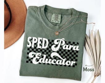 SPED Paraeducator Shirt, Paraprofessional Shirt, Para Tee Paras Shirt Para Educator Special Education Teacher Checkered Para Comfort Colors