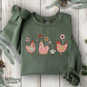 Chicken Sweatshirt, Farm Family Sweatshirt, Farm Lover Sweatshirt, Farm Animal Sweatshirt for Farmer Sweatshirt Chicken Gift Hoodie, Sweater image 4