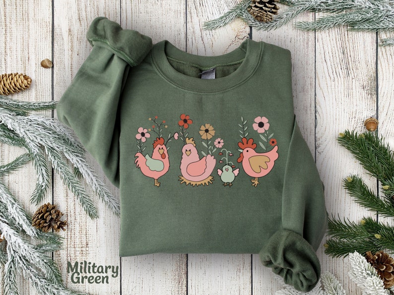 Chicken Sweatshirt, Farm Family Sweatshirt, Farm Lover Sweatshirt, Farm Animal Sweatshirt for Farmer Sweatshirt Chicken Gift Hoodie, Sweater image 4