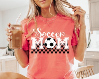 Soccer Mom Shirt, Checkered Soccer Mama TShirt, Game Day Shirt, Tee, Cute Soccer Shirts, Mothers Day Gift For Soccer Mom, Comfort Colors®