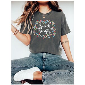Christmas Speech Therapy Shirt for SLP Shirt Gift for Speech Therapist, Speech Language Pathologist Tshirt Slp Christmas Tee Comfort Colors® image 3