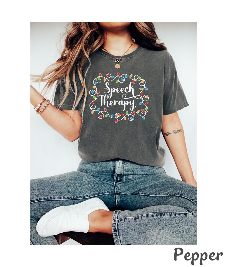 Christmas Speech Therapy Shirt for SLP Shirt Gift for Speech Therapist, Speech Language Pathologist Tshirt Slp Christmas Tee Comfort Colors® image 3