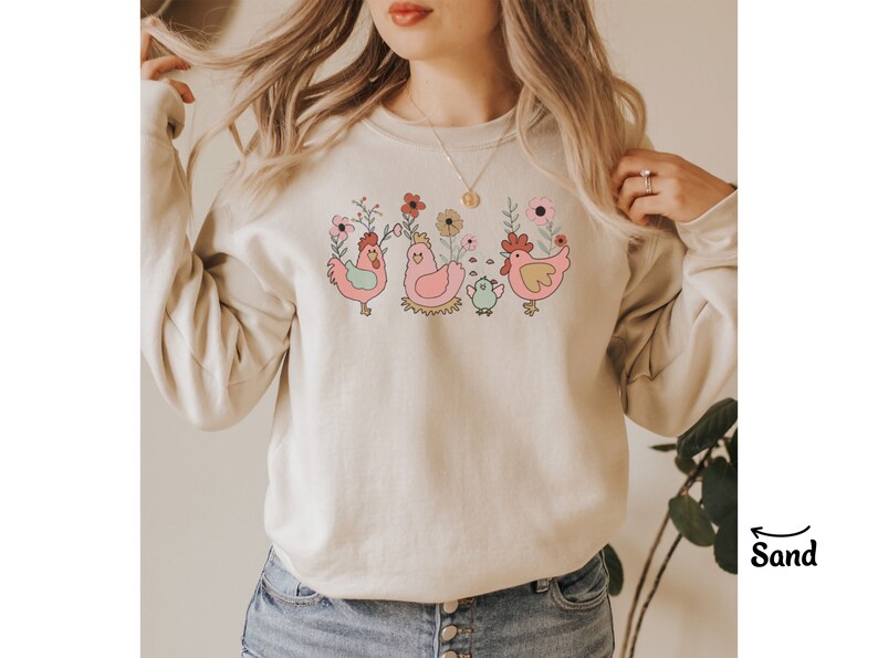 Chicken Sweatshirt, Farm Family Sweatshirt, Farm Lover Sweatshirt, Farm Animal Sweatshirt for Farmer Sweatshirt Chicken Gift Hoodie, Sweater image 6
