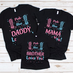 Personalized Lashes or Staches Family Gender Reveal Party Shirt