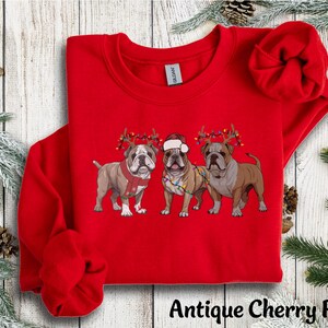 Bulldog Sweatshirt Christmas English Bulldog Crewneck Sweatshirt, Hoodie, Bulldog Mom Sweatshirt, Dog Sweater Christmas Dog Lover Sweatshirt image 2