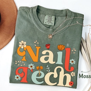 Nail Tech Shirt Nail Salon Gift, Nail Tech Gifts for Nail Technician Wildflower Tshirt T-shirt Floral Spring Boho Flower Comfort Colors® Tee Bild 6