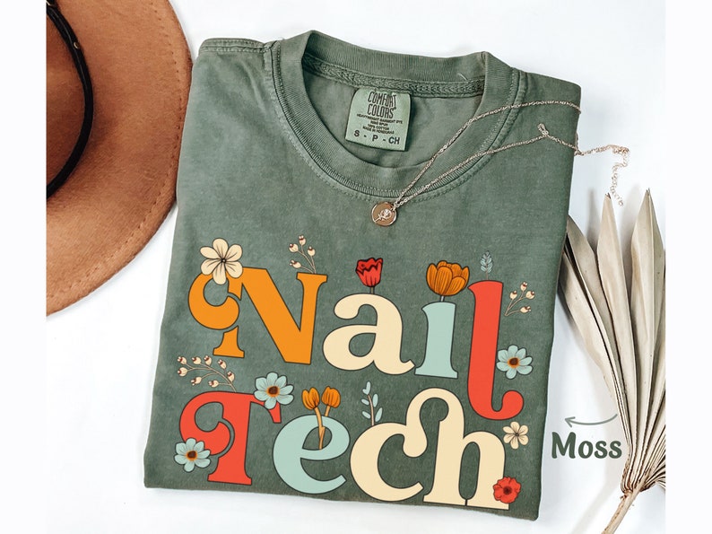 Nail Tech Shirt Nail Salon Gift, Nail Tech Gifts for Nail Technician Wildflower Tshirt T-shirt Floral Spring Boho Flower Comfort Colors® Tee Bild 6