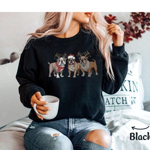 Bulldog Sweatshirt Christmas English Bulldog Crewneck Sweatshirt, Hoodie, Bulldog Mom Sweatshirt, Dog Sweater Christmas Dog Lover Sweatshirt image 6