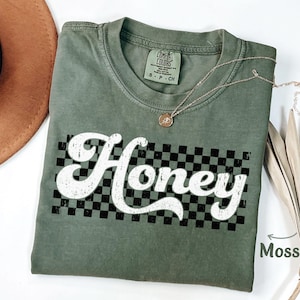 Honey Shirt Gift for Honey Tee Retro Honey Tshirt, Gifted Honey Shirt, Checkered Honey Shirts Honey Gift T-Shirt Honey Comfort Colors Shirts