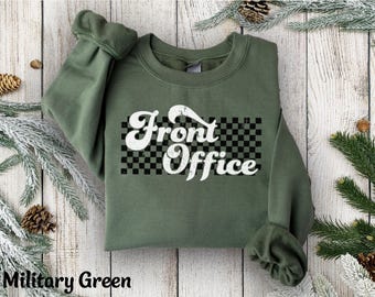 Front Office Sweatshirt Hoodie Tee Shirt Gift for School Secretary Sweatshirt Checkered Administrative Assistant Retro School Office Sweater