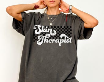 Camiseta de esteticista, camisetas de cuidado de la piel, camiseta de esteticista, camiseta de piel, camiseta retro de cosmetóloga, esteticista talentosa, camiseta de colores cómodos