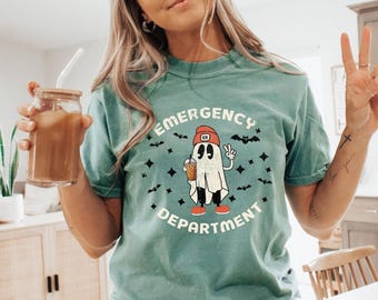 Halloween Er Nurse Shirt Emergency Department Shirts Gift For Emergency Department Tech, Ghost ER Tech Tshirt ED Tee ED Nurse Emergency Room