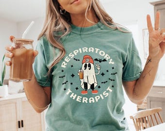 Halloween Respiratory Therapist Shirt, RT Shirt Gift Respiratory Therapy Shirt Ghost Respiratory Nurse Gift for Pulmonologist Comfort Colors