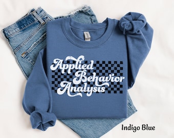 ABA Sweatshirt, ABA Therapy Sweatshirt, Gift for Aba Therapist Sweatshirt, Checkered Aba Shirt, Aba Crewneck Behavior Analyst Sweater Hoodie