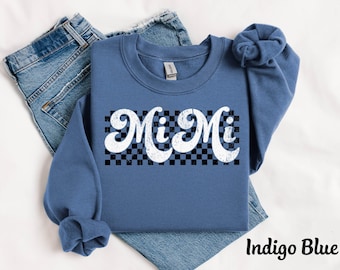 Custom Mimi Sweatshirt, Retro Mimi Hoodie, Checkered Mimi Shirt, Winter Mimi Sweater, Fall Mimi Gift, Vintage Mimi Crewneck 60s 70s Mimi