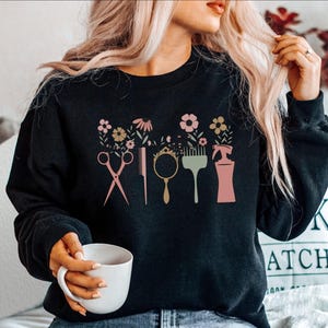 Hairstylist Sweatshirt Shirt Hoodie Cute Gift For Hairdresser Hair Stylist Shirt Sweatshirt Sweater Floral Retro Boho Wildflower Hair Salon