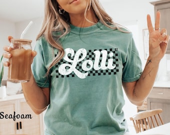 Lolli Shirt for Lolli Tee Cute Gift from Grandkids Checkered Shirt for New Grandma Tshirt Cute Mimi Lolly Retro Lolli Comfort Colors Shirt