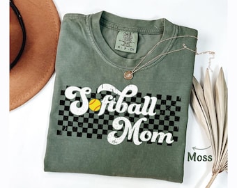 Retro Softball Mom Shirt, Softball Mom Tee, Softball Mom Tshirt, Vintage Softball Mama Shirt for Softball Mom Gift, Comfort Colors Shirts
