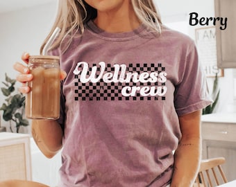 Custom Wellness Crew Shirt, School Wellness Tshirt, Retro Behavior Team Shirt, Student Support Tee Checkered School Counselor Comfort Colors