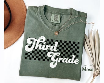 3rd Grade Teacher Shirt Gift for Third Grade Teacher Shirt for 3rd Grade Teacher Tshirt, Cute Retro, Checkered, Trendy Comfort Colors Shirt