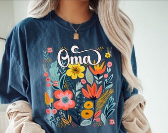 Oma Shirt for Oma Gift Shirt, Summer Oma Tee, Wildflower, Floral, Spring Cute Flower New Oma Tshirt Oma Long Sleeve Oma Comfort Colors Shirt