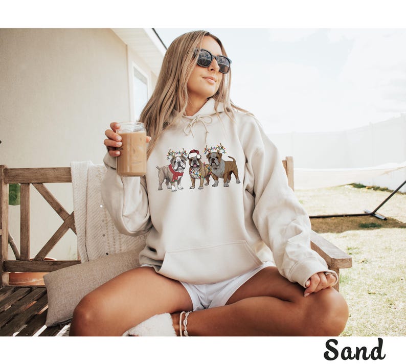Bulldog Sweatshirt Christmas English Bulldog Crewneck Sweatshirt, Hoodie, Bulldog Mom Sweatshirt, Dog Sweater Christmas Dog Lover Sweatshirt image 8