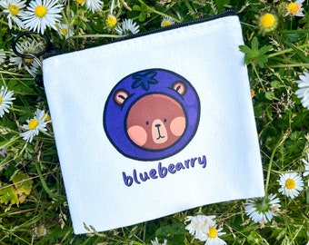 Kawaii Bear Key Holder for Tote Bag | Key Keeper | Raspberry Bear Cute Coin Purse | Key Purse | Tote Bag Accessories | Canvas Pouch For Tote