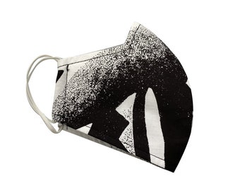 Face Masks 3 Layer Filter Hawaiian Aloha Print Black White Polynesian Tribal Hawaii Design - Washable Reusable