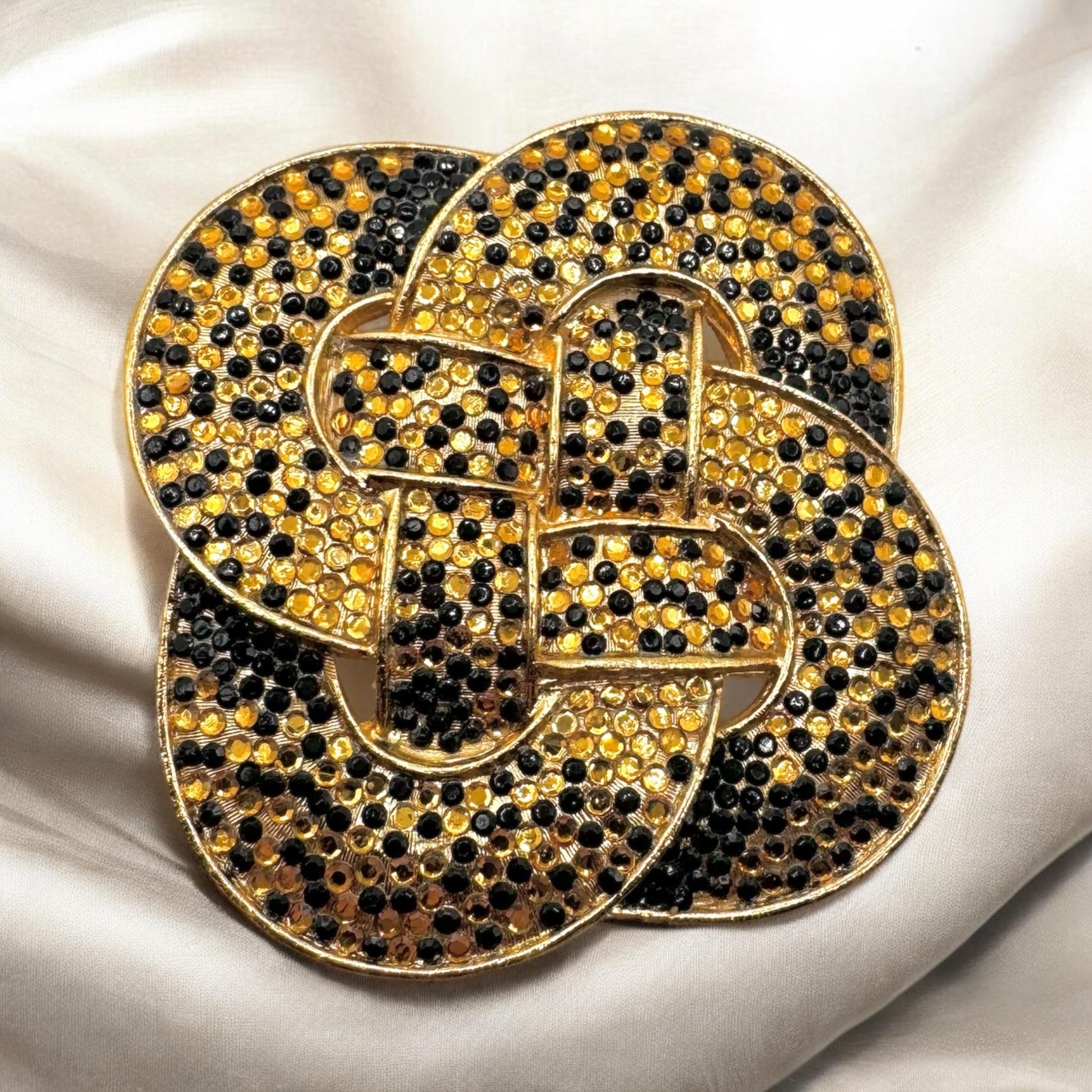 Vintage Jay Feinberg Gold Tone Rhinestone Belt Buckle 