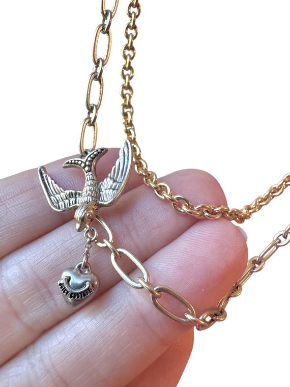 Y2k Vintage Juicy Couture Multi Chain Bird Rhines… - image 2