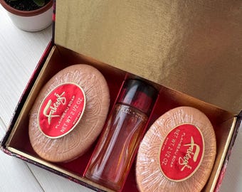 Vintage 1950’s Faberge Flambeau 3 Pc Set Perfum and Soap