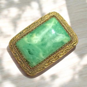 Antique Art Nouveau Revival Faux Peking Glass Brooch