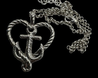 Brighton Seas the Day Anchor Necklace Retired with Dust Bag 23” (C)