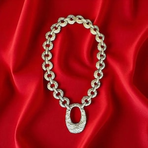 Vintage Chunky Gold Tone Nugget Statement Necklace