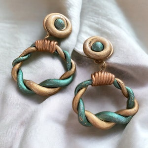 Massive Artisan 80s Vintage Huge Drop Clip On Earrings 3 7/8”