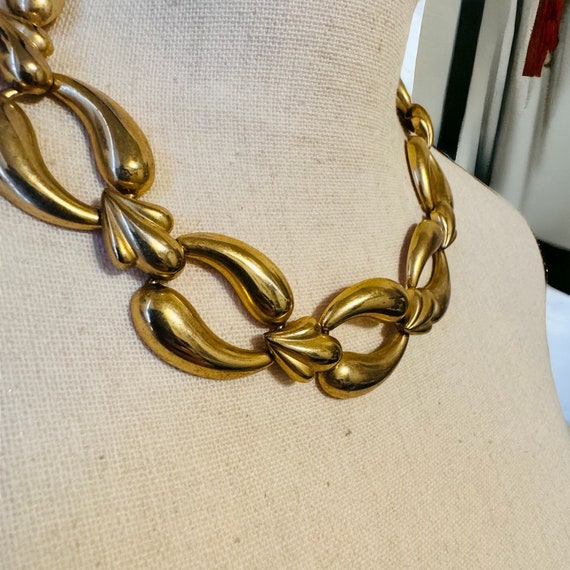 Vintage Shiny Gold Tone Linked Articulating Neckl… - image 2