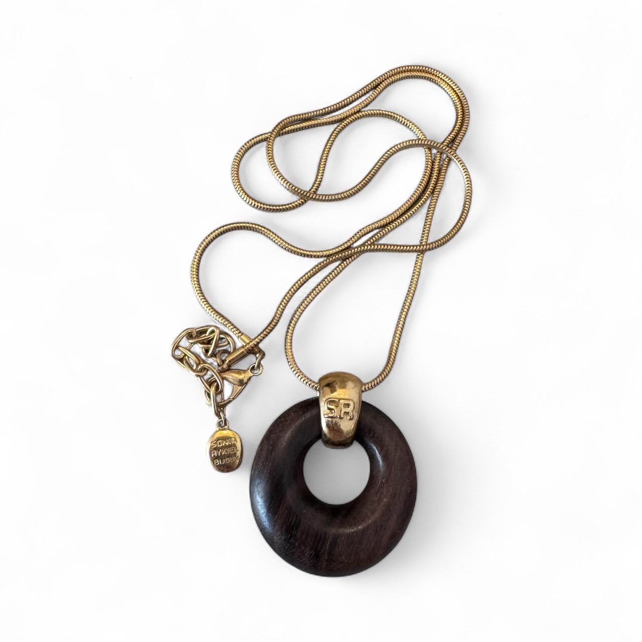 vintage SONIA RYKIEL ネックレス ロゴチャーム Sonia Rykiel Bijoux French Designer Logo Necklace Gold Tone and