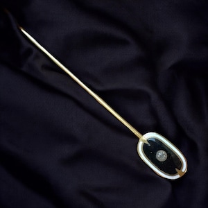 Vintage Older Enameled Stick Pin with Crystal
