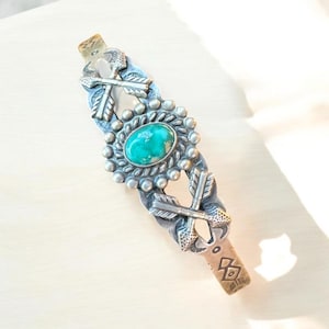 Old Pawn Fred Harvey Sterling Silver Turquoise Bracelet Native Southwest Indian Western Women’s